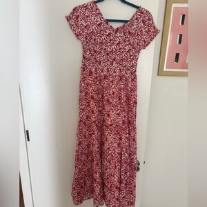 Elegant Red Floral Women's Dress